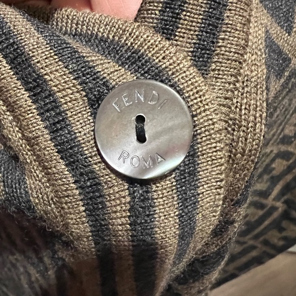 SOLD! FENDI Vintage Wool Zucca Monogram Logo Cardigan Brown - Picture 6 of 9